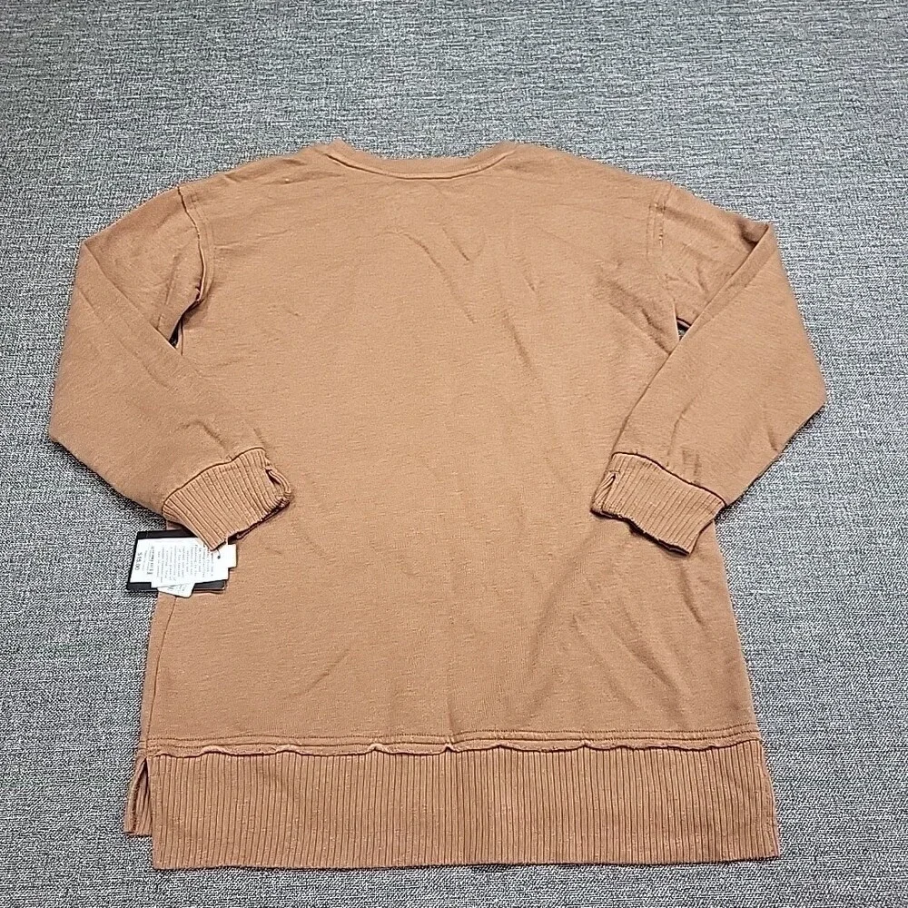 Kids Girls Oversized Long Sleeves Pullover Sweatshirt X-Large Size 14 Brown